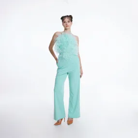 Feathered Halter Jumpsuit