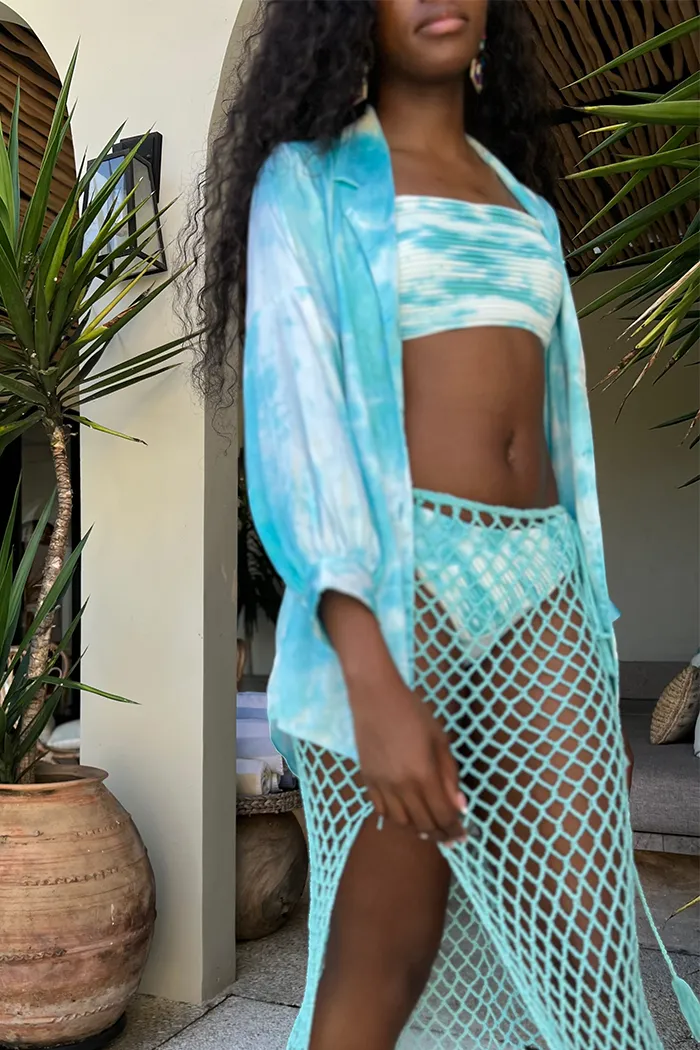 Fish Net Skirt- Aqua