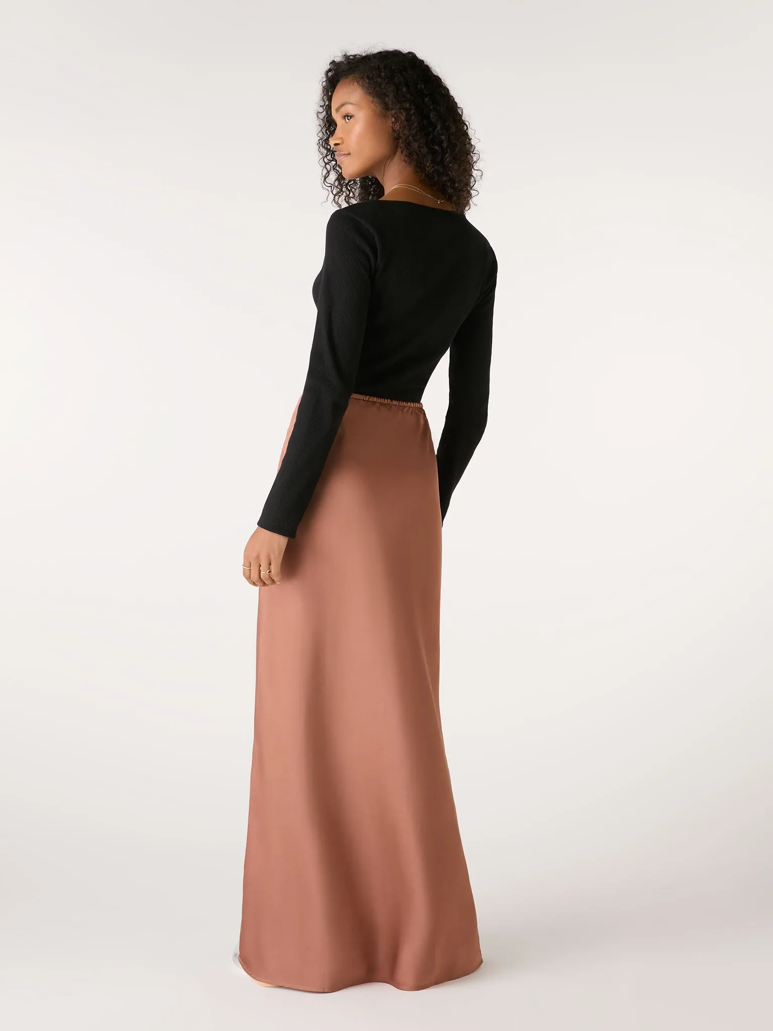 Flora Puddle Maxi Skirt in Bronze