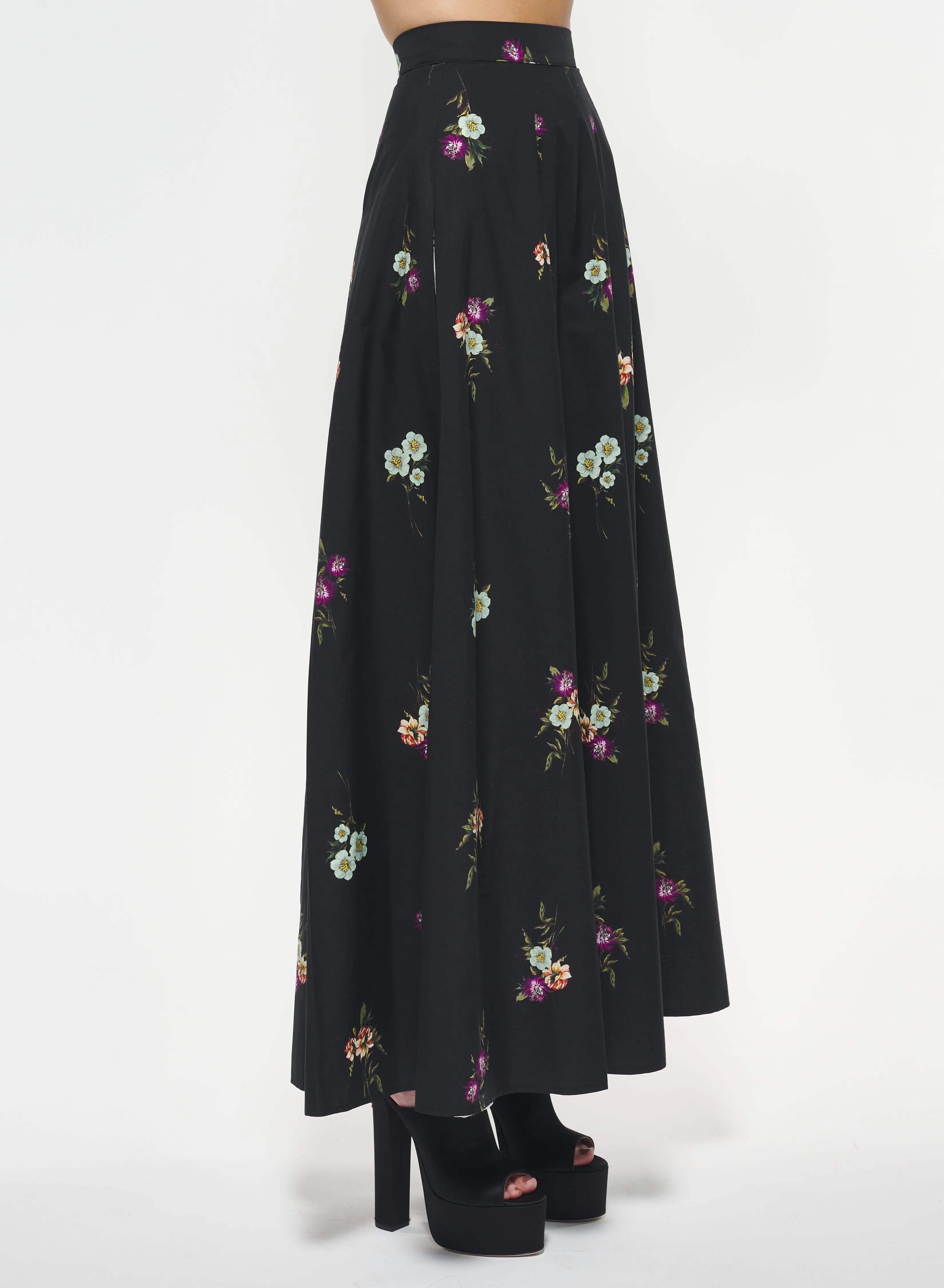 Floral Print Poplin Skirt