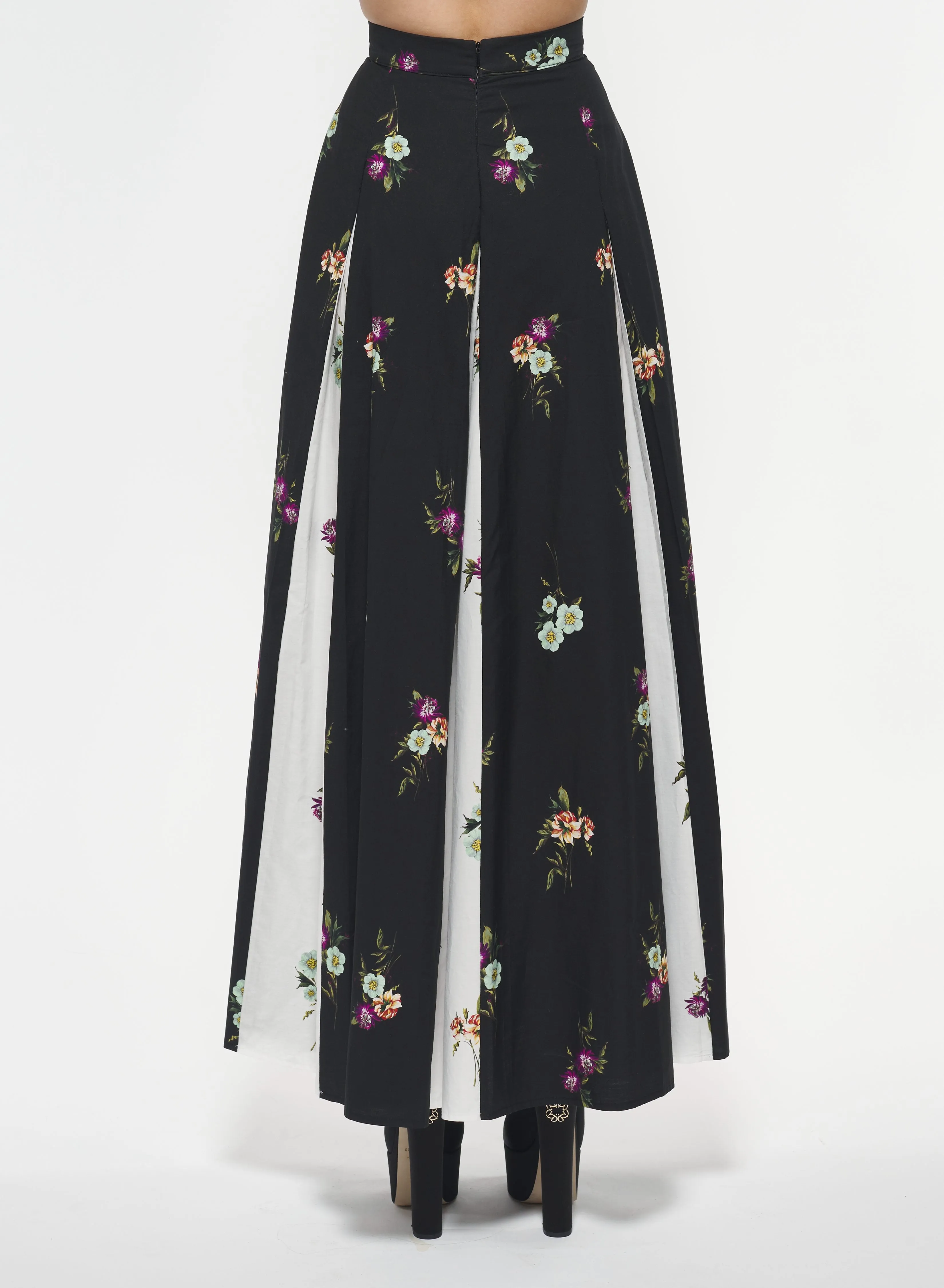 Floral Print Poplin Skirt