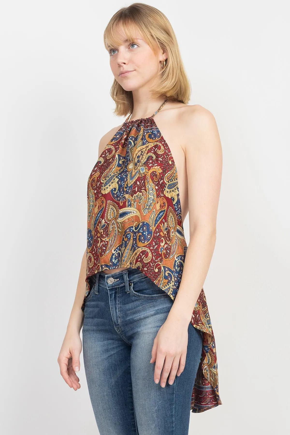 Flowy Backless Halter Top