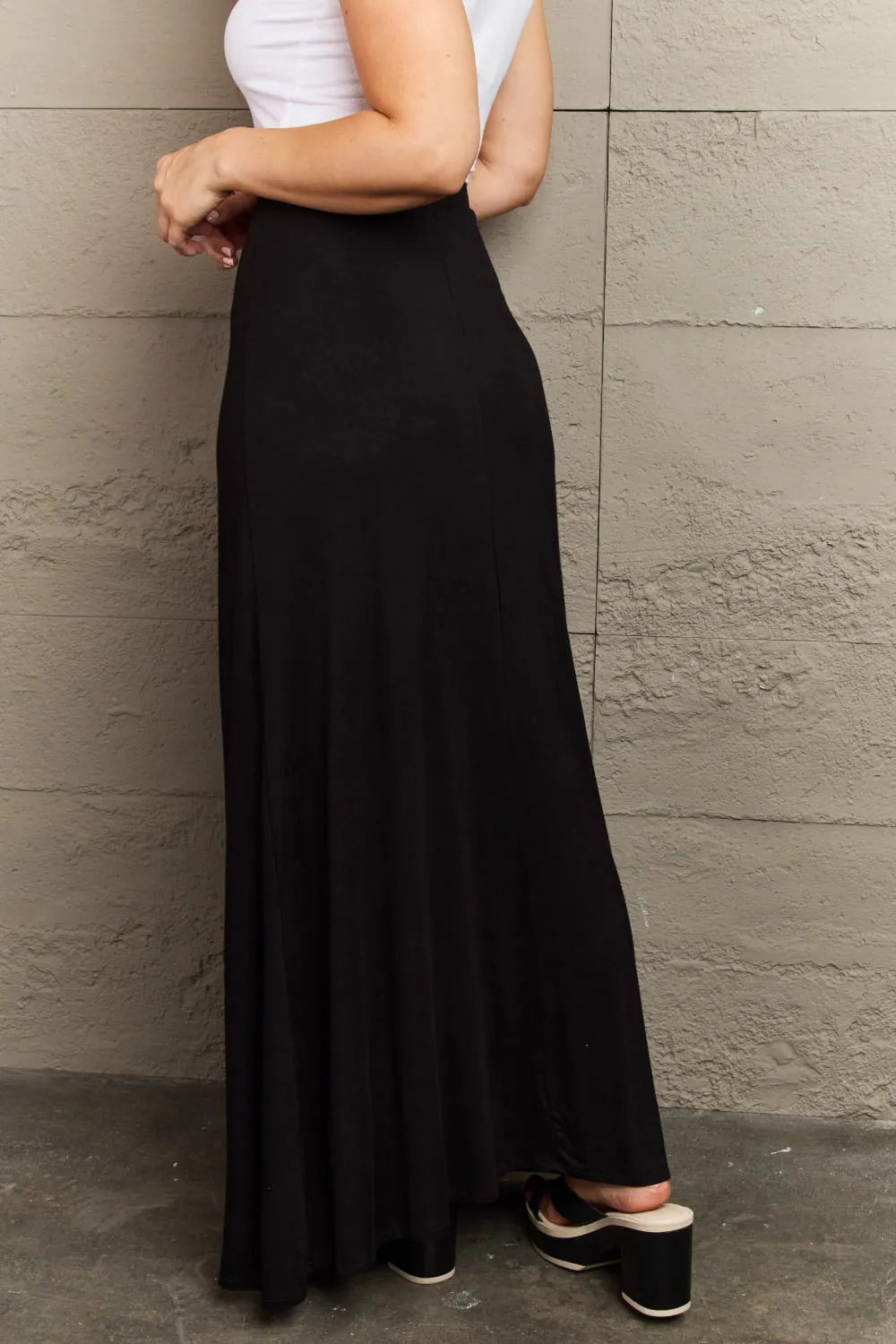 For The Day Flare Maxi Skirt in Black