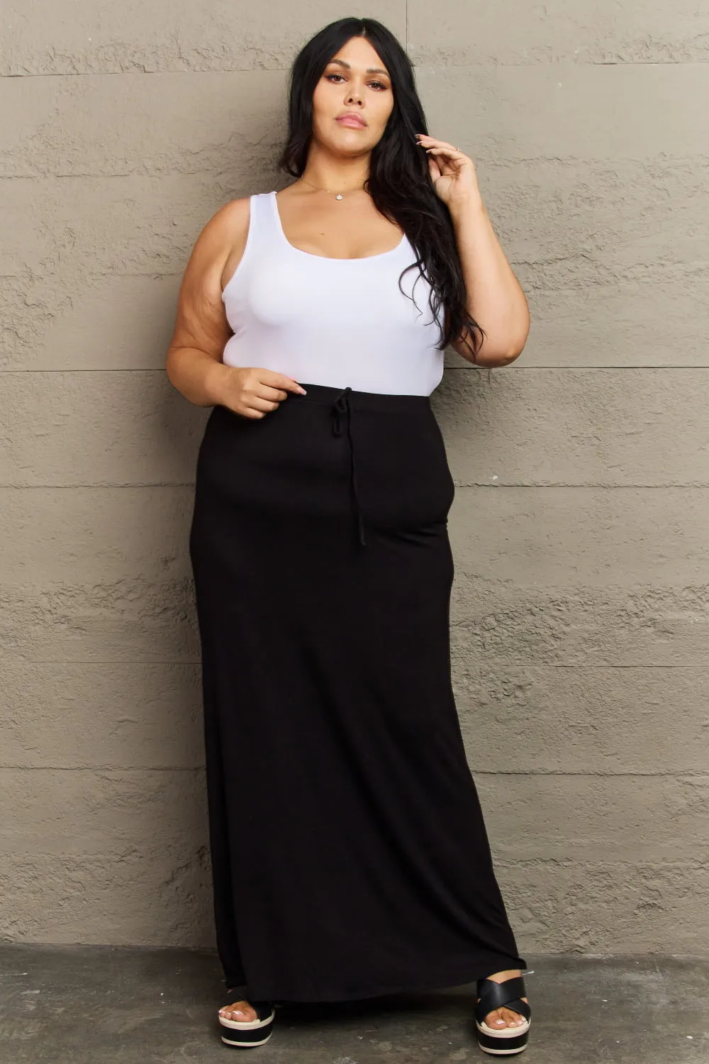 For The Day Flare Maxi Skirt in Black