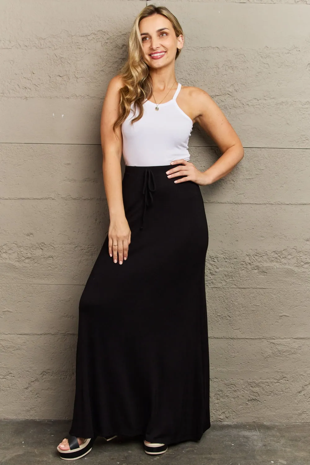 For The Day Flare Maxi Skirt in Black