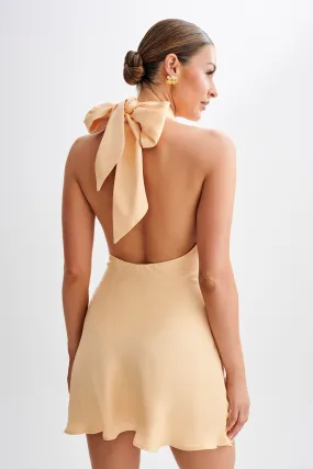 Francine Satin Halter Mini Dress - Peach