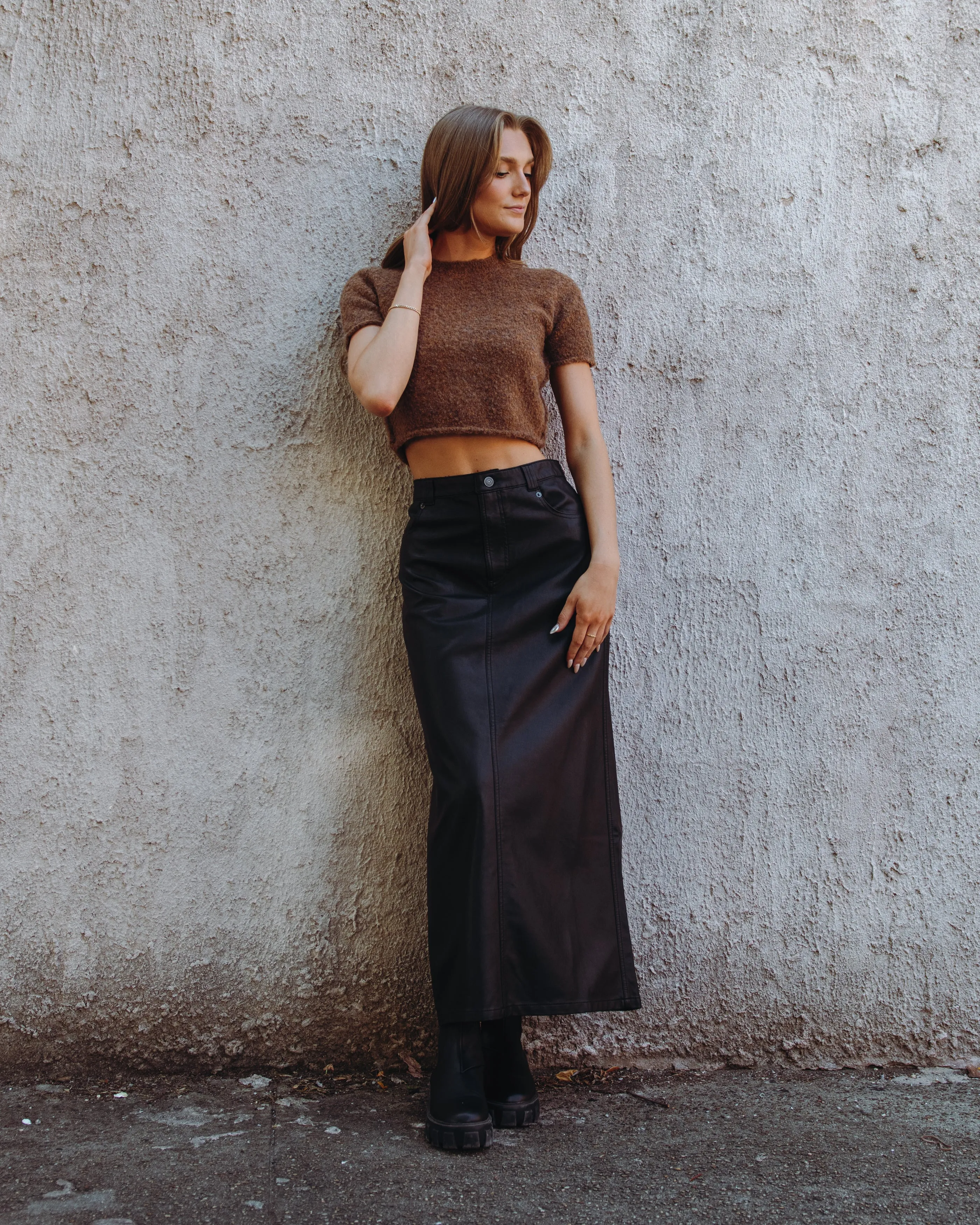 Free People City Slicker Vegan Maxi Skirt