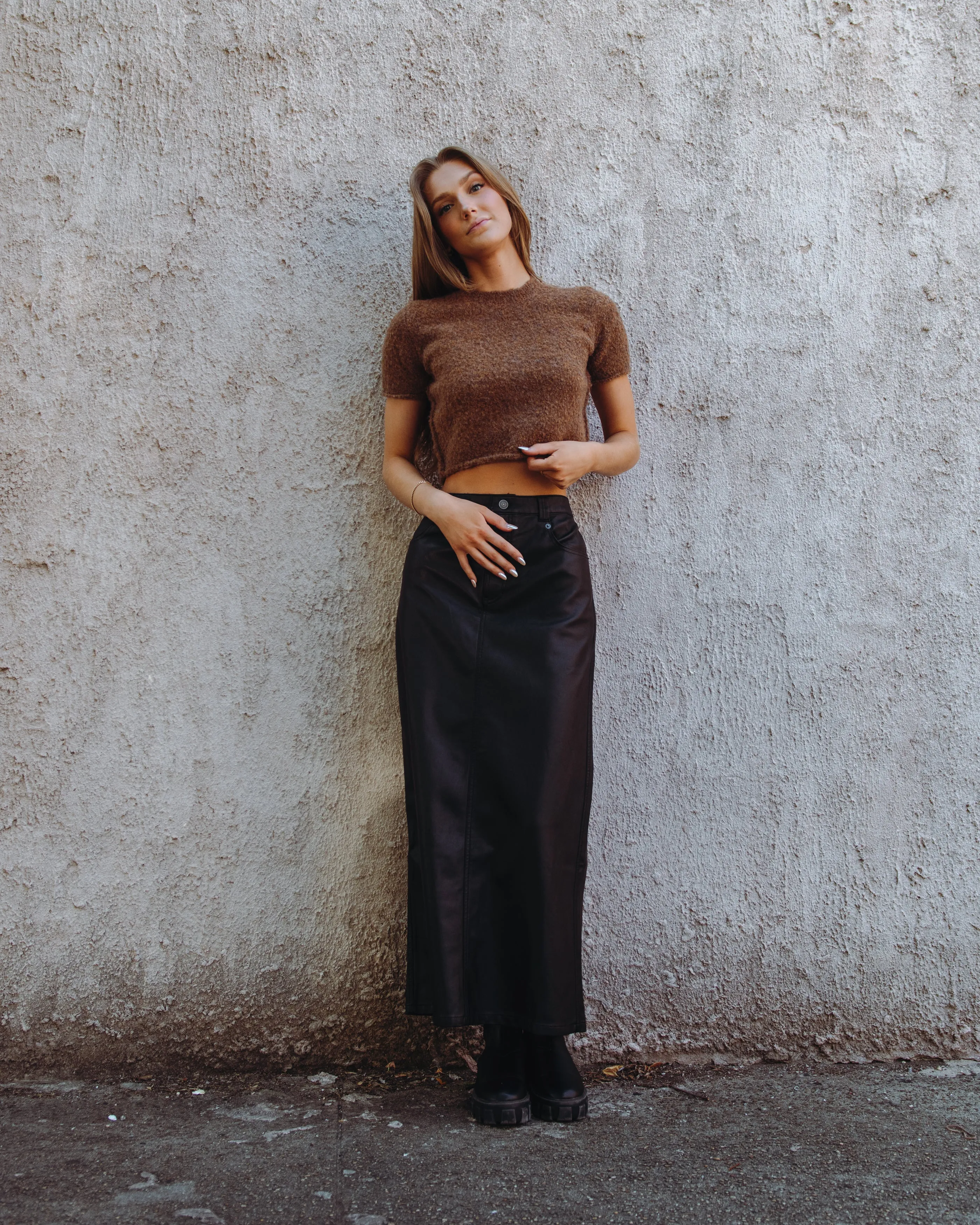 Free People City Slicker Vegan Maxi Skirt