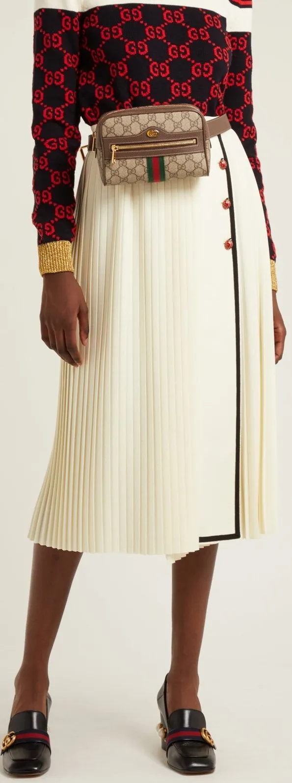 'Gardenia' Pleated Crepe Skirt