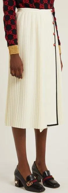 'Gardenia' Pleated Crepe Skirt