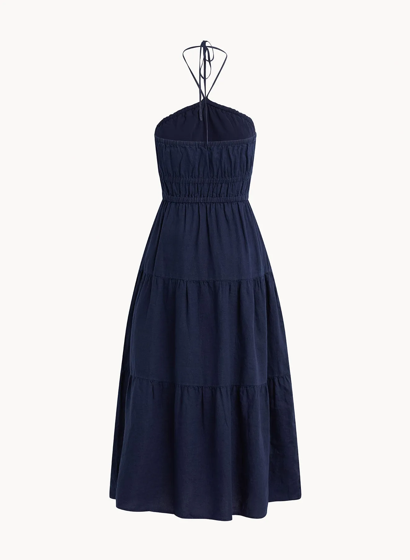 Gathered Halter Midi Dress - Brazilian Navy