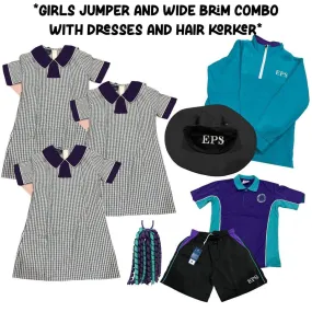 Girls Kindy Pack #7 Summer Dresses, Sports Uniform, Hat, Hair Korker and Jumper