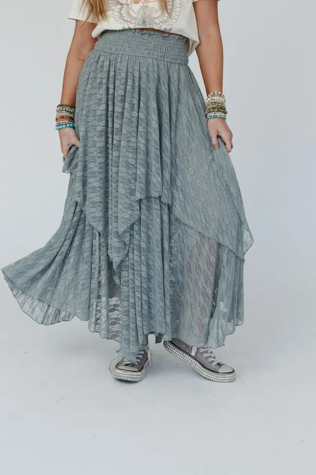 Graceful Lily Lace Maxi Skirt - Slate