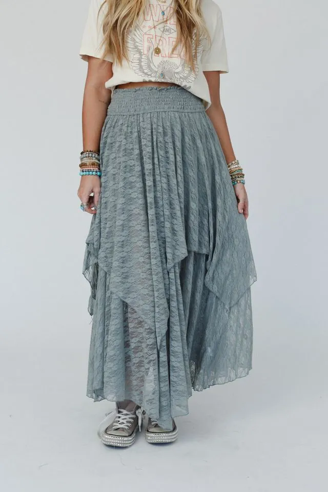 Graceful Lily Lace Maxi Skirt - Slate