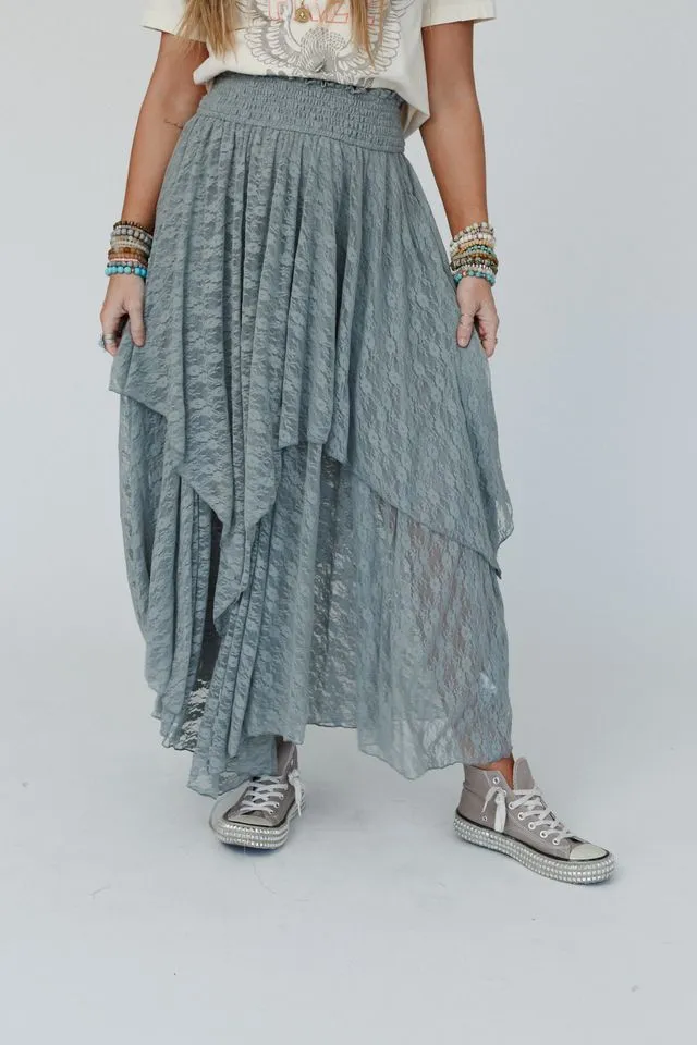 Graceful Lily Lace Maxi Skirt - Slate