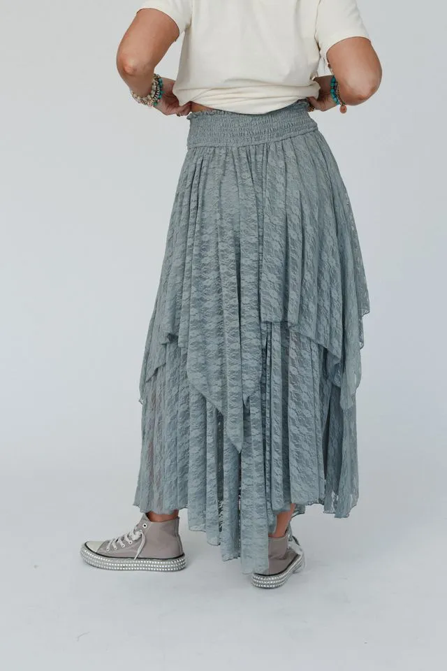 Graceful Lily Lace Maxi Skirt - Slate