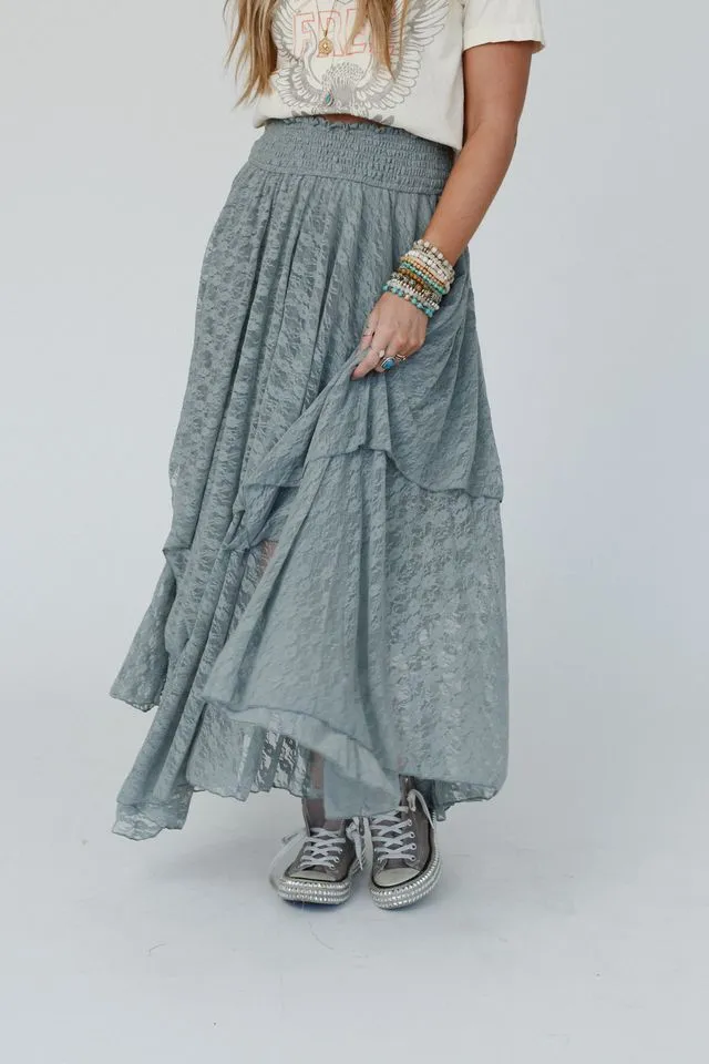 Graceful Lily Lace Maxi Skirt - Slate