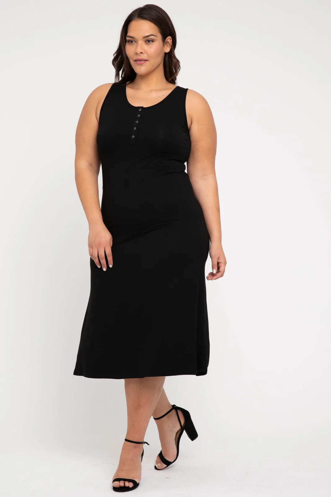 Henley Tank Dress - Black