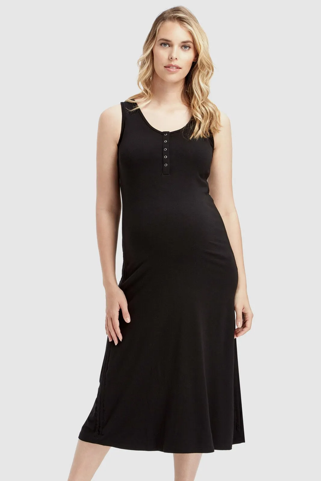 Henley Tank Dress - Black