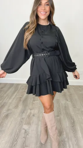 Ivy Ruffle Dress Black