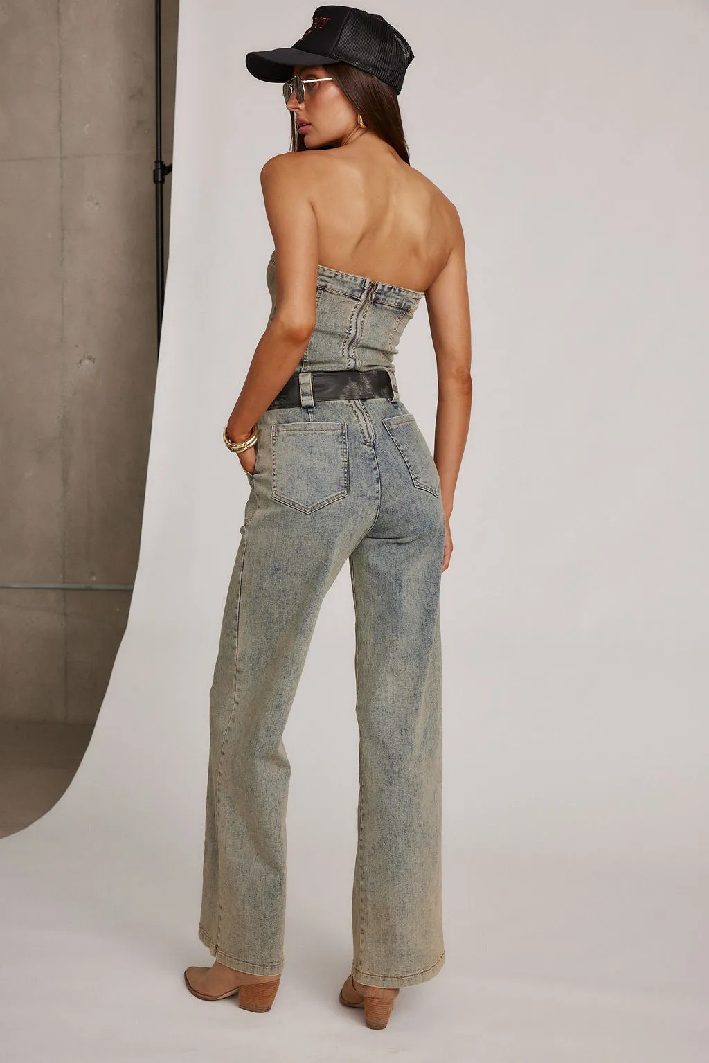 Jessie Denim Strapless Jumpsuit