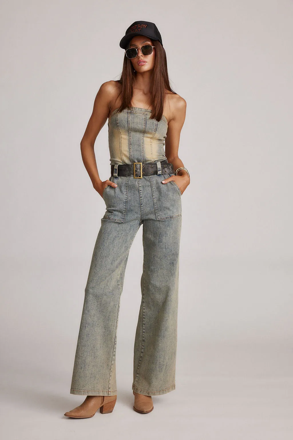 Jessie Denim Strapless Jumpsuit