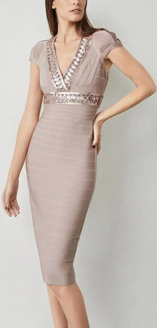 'Juliana' Geometric Sequin-Accent Dress