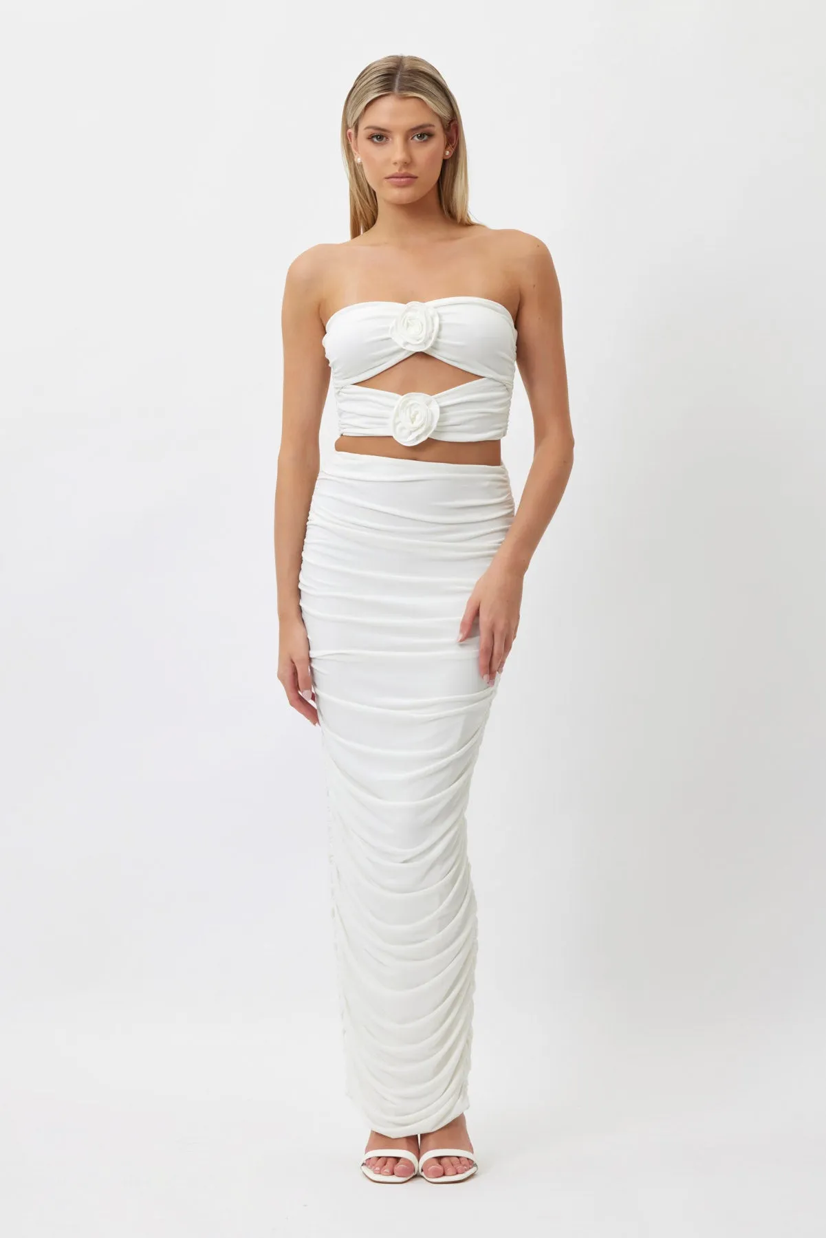 Julie Ruched Maxi Skirt