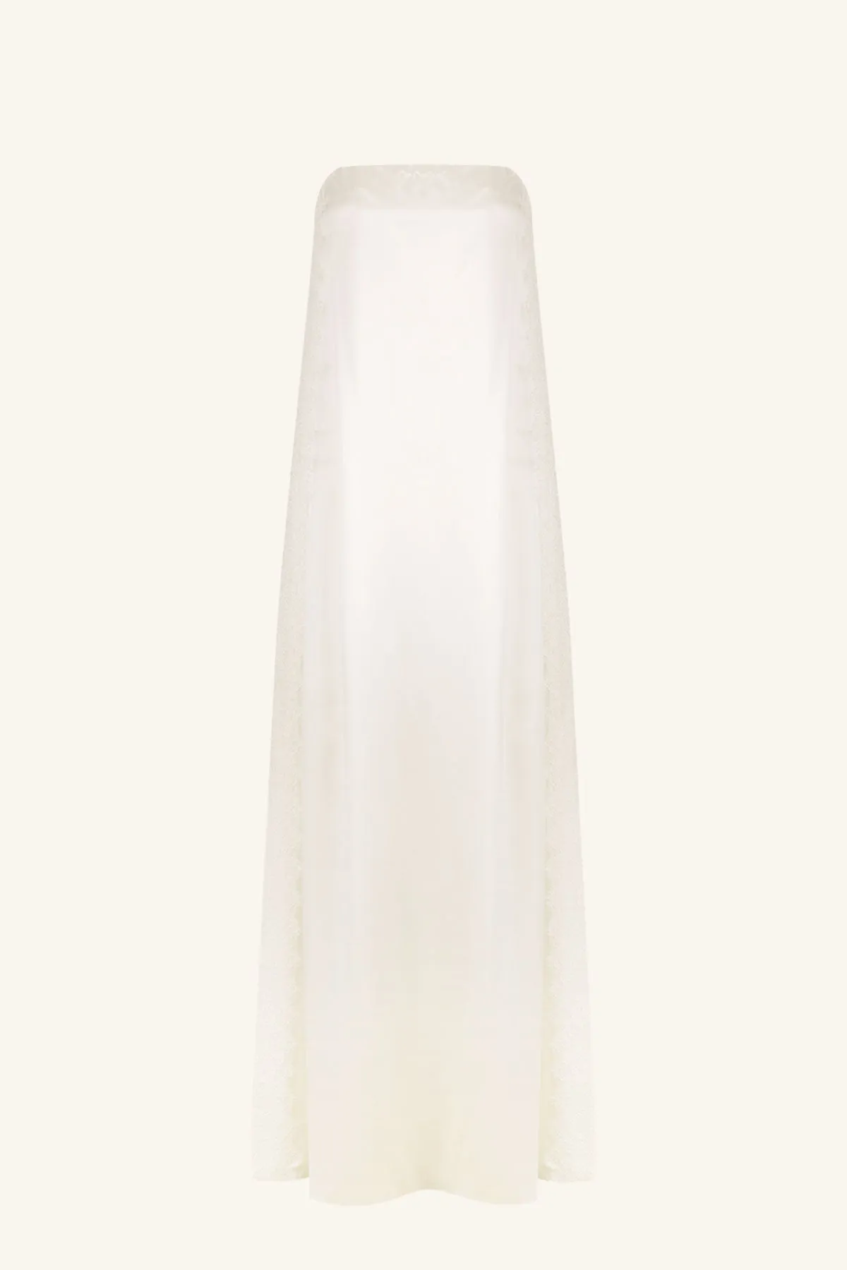 Cumulus Silk Strapless Ivory Maxi Dress with Lace Detail by La Lune