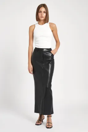 Leather Tailored Maxi Skirt - Black