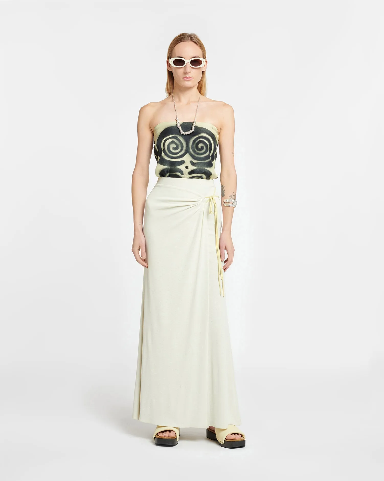 Macea - Mesh-Jersey Maxi Skirt - White Wax