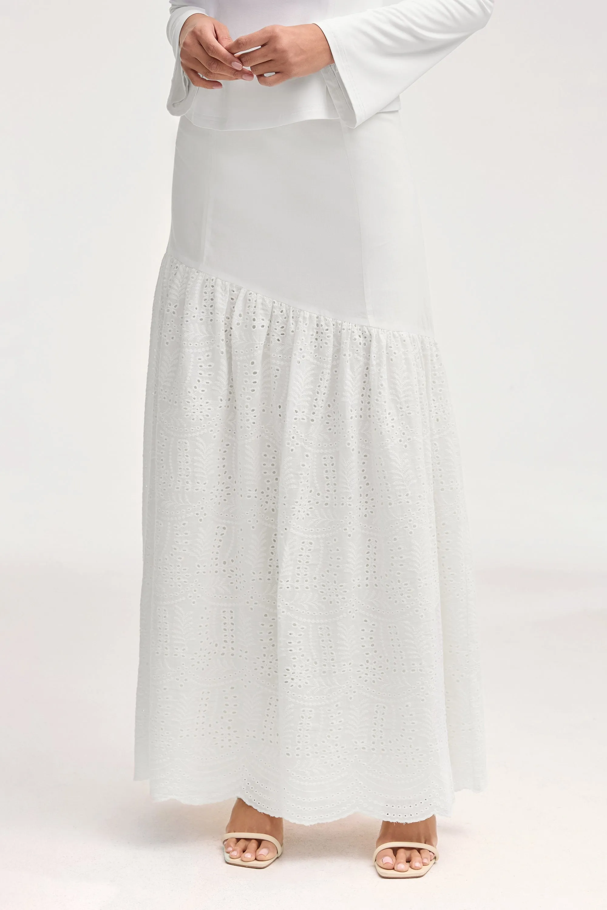 Madelyn White Eyelet Maxi Skirt