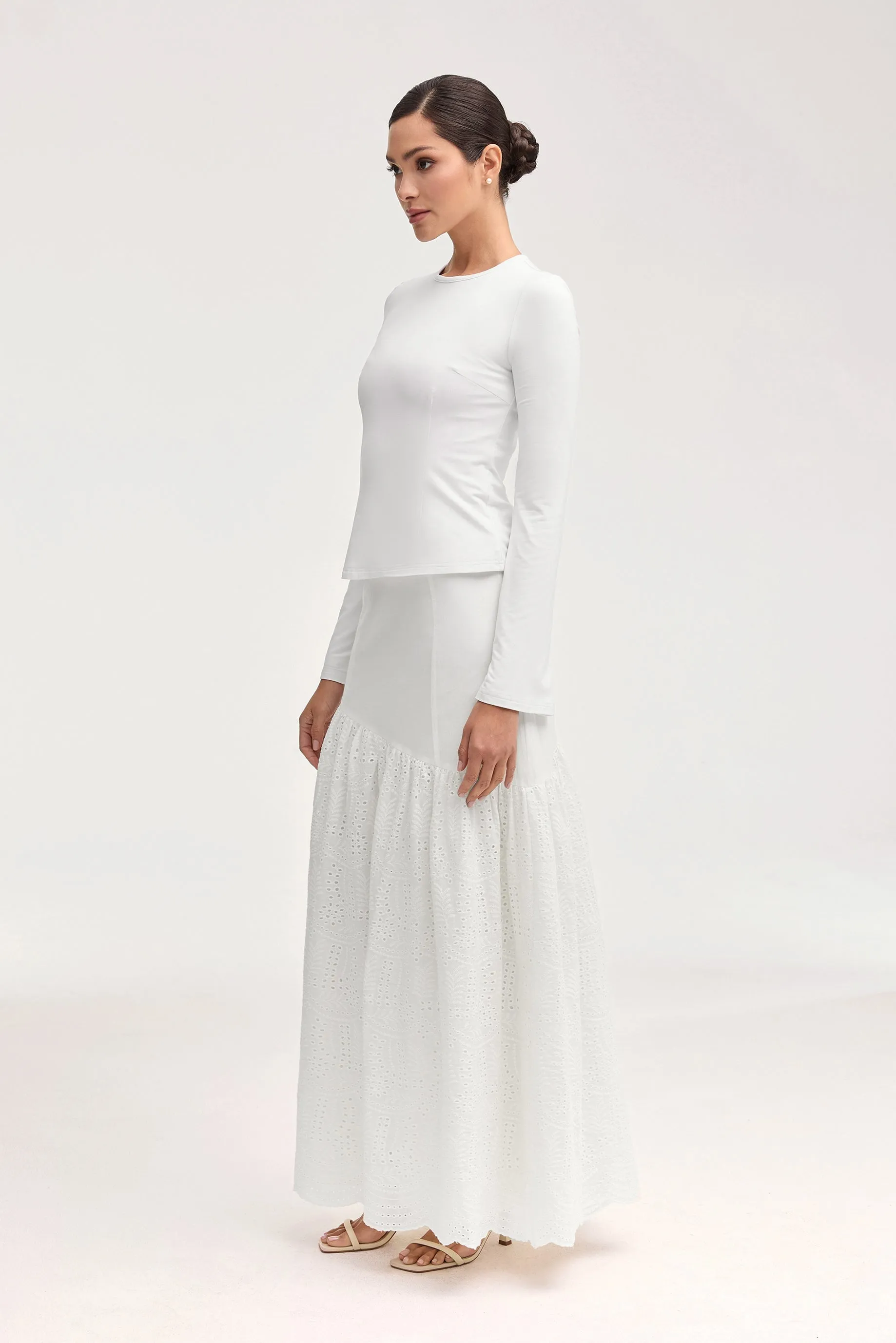 Madelyn White Eyelet Maxi Skirt