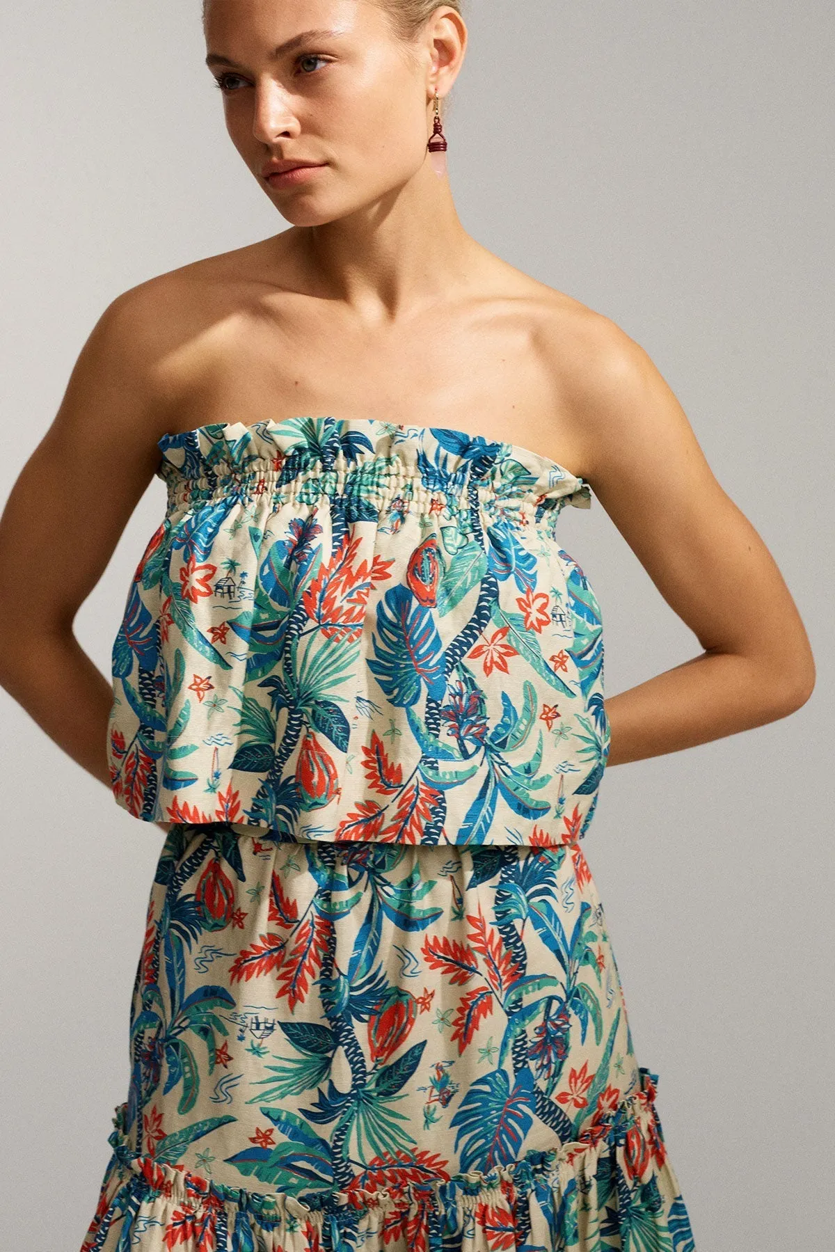 MAHALO LINEN STRAPLESS TOP