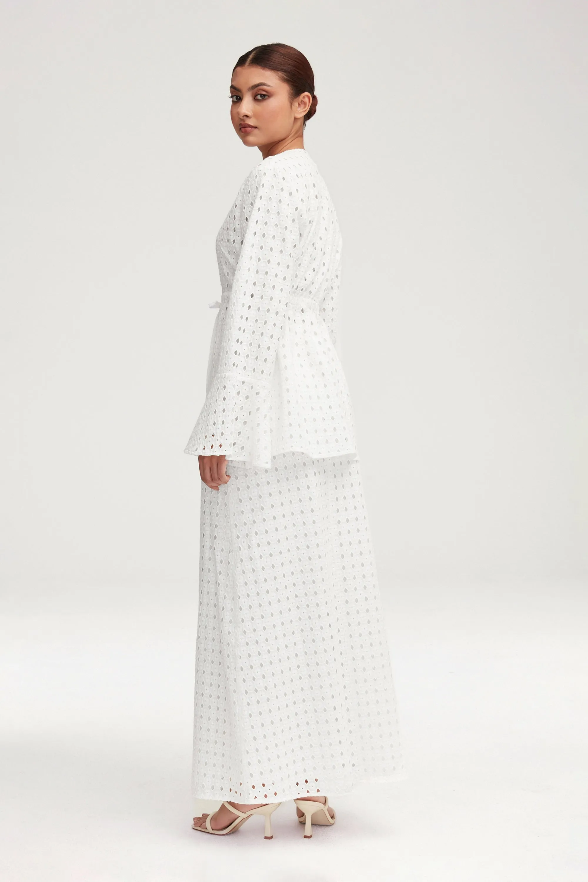 Mamba White Eyelet Maxi Skirt