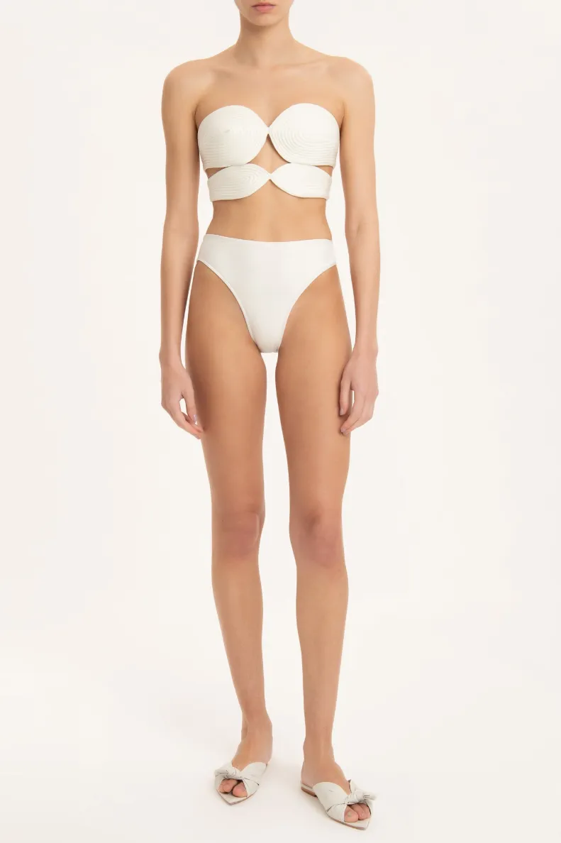 Matelasse Strapless High-leg Bikini