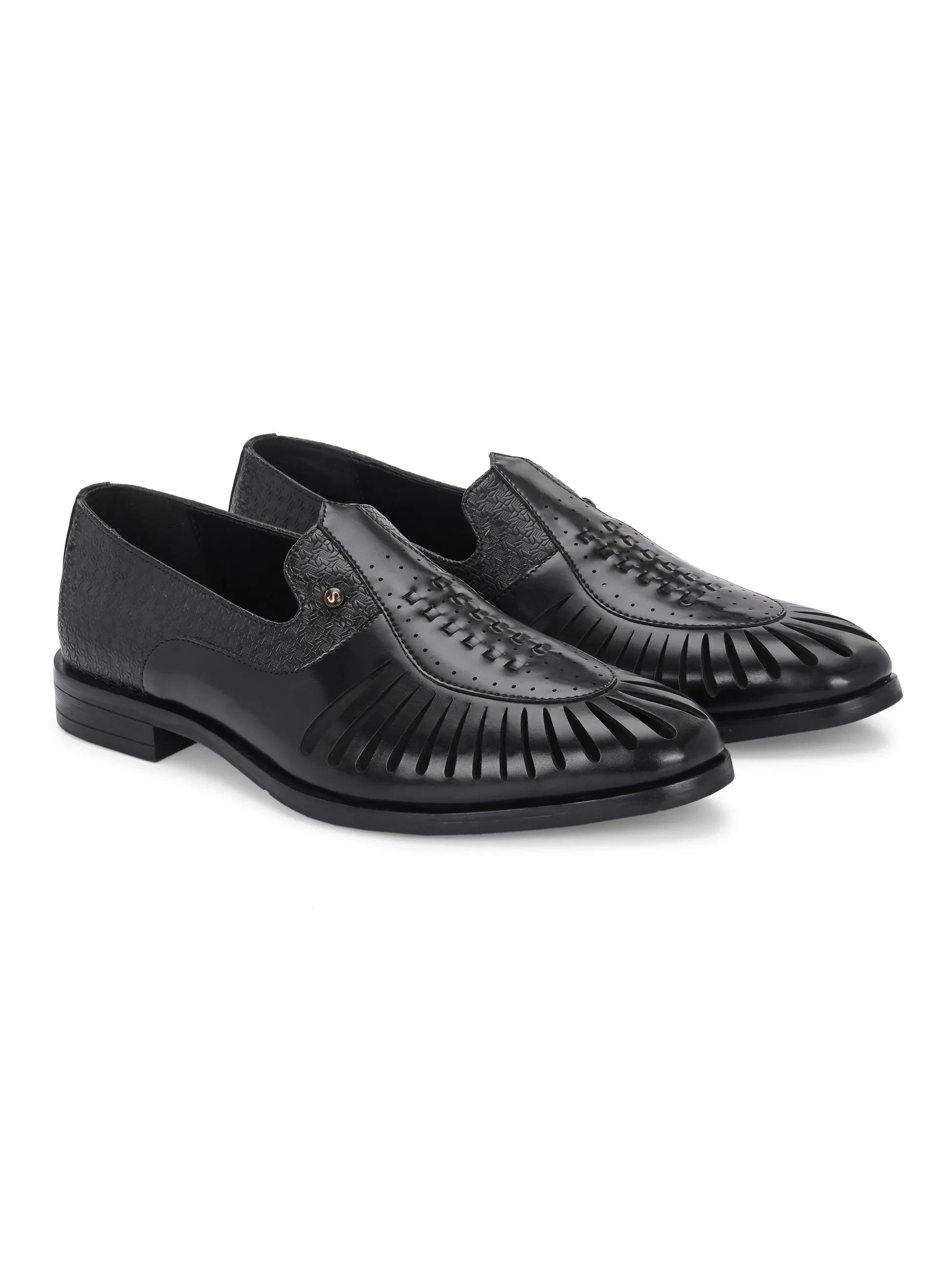 Mystic Black Cut-Work Slip-Ons