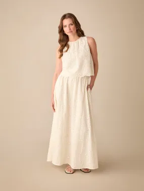 Petite Ivory Broderie Maxi Skirt