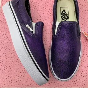 Purple Glitter Slip On Vans