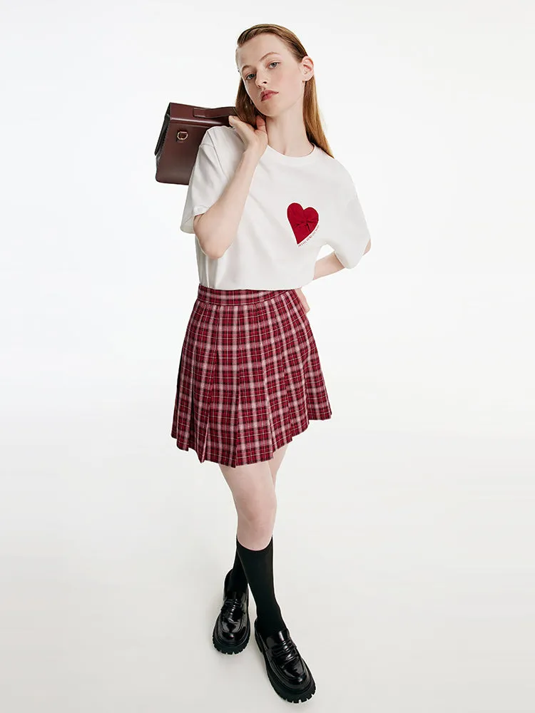 Red Plaid Pleated Skirt