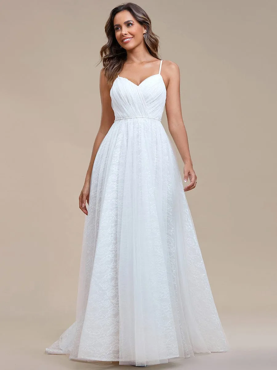 Robe de mariée A ligne sans manches Col en V