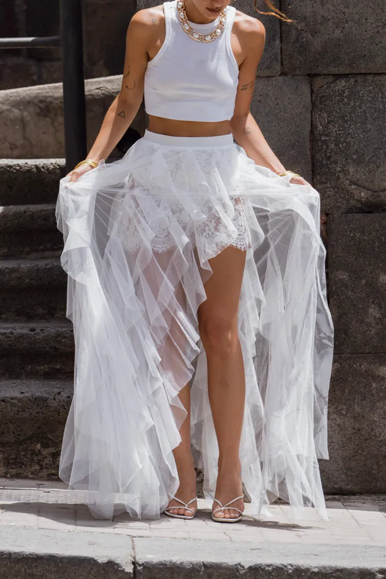 Rosalie Rock White Tulle Maxi Skirt