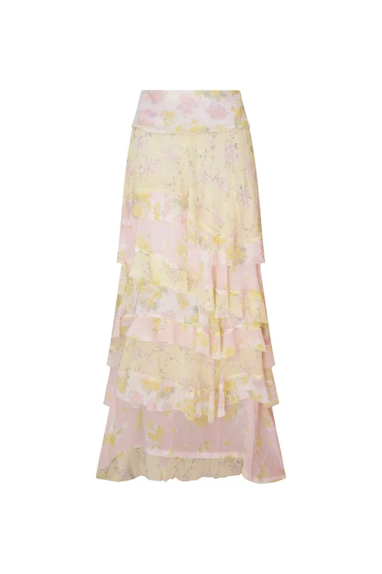 Ruella Chiffon Mixed Print Maxi Skirt