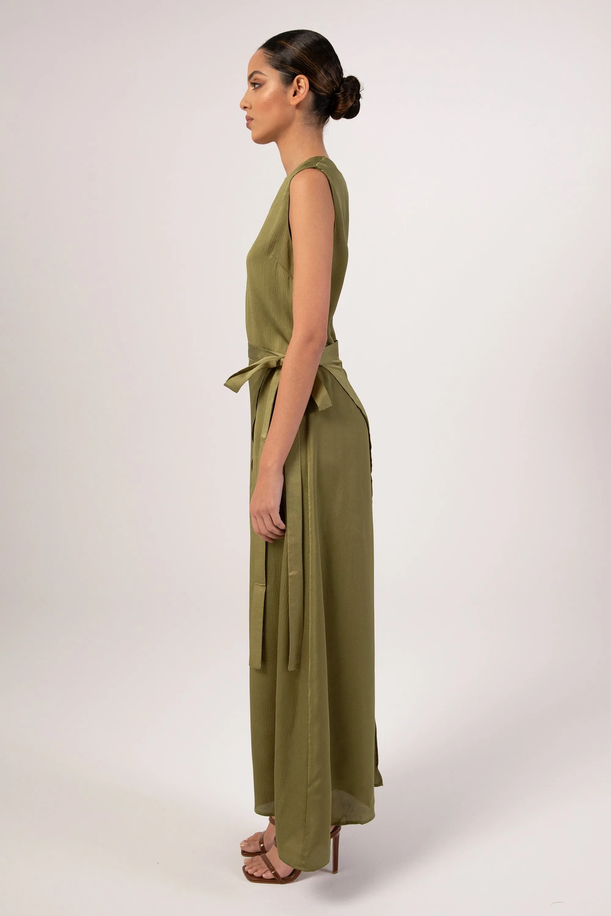 Salma Sleeveless Maxi Dress & Skirt Set - Avocado