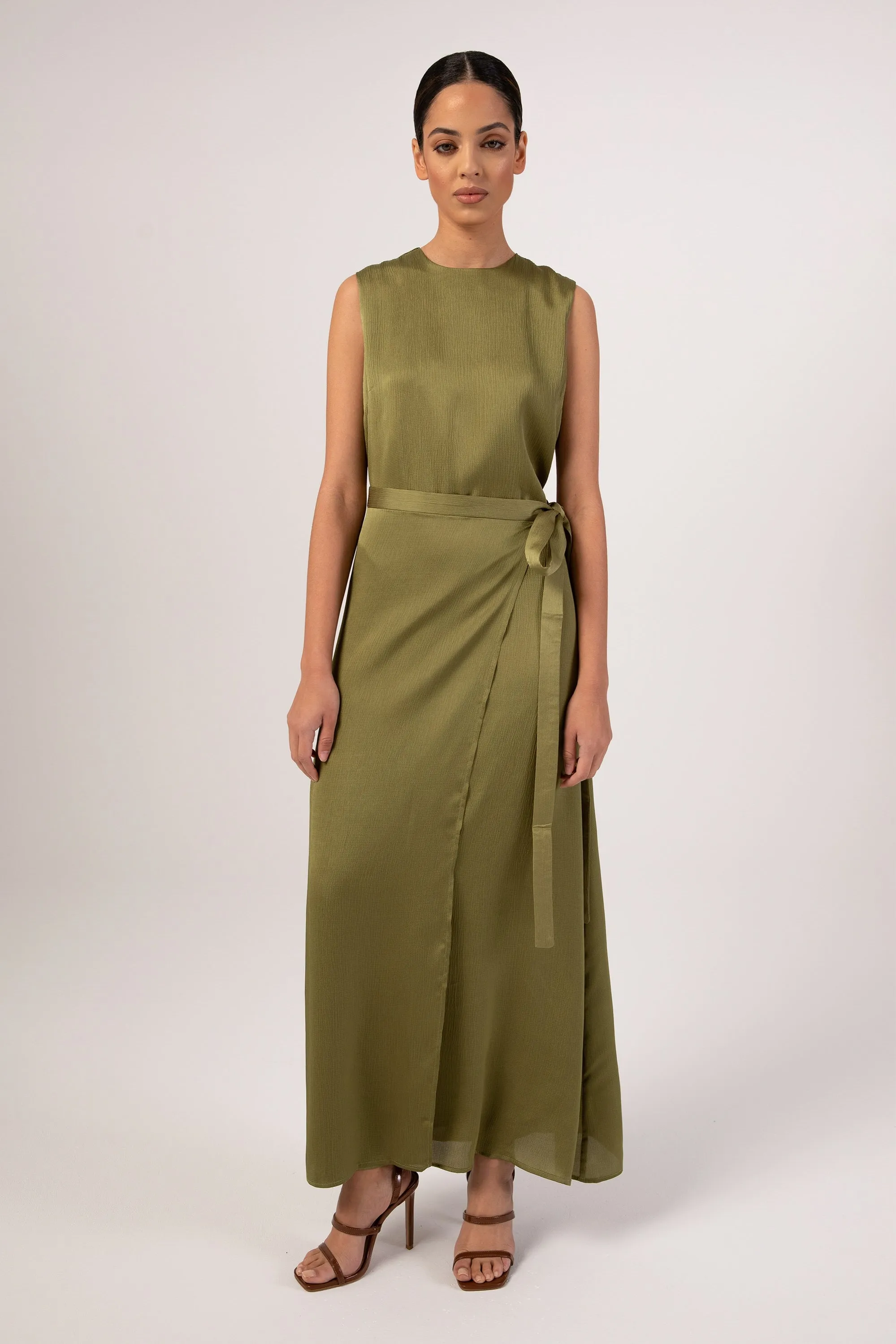 Salma Sleeveless Maxi Dress & Skirt Set - Avocado