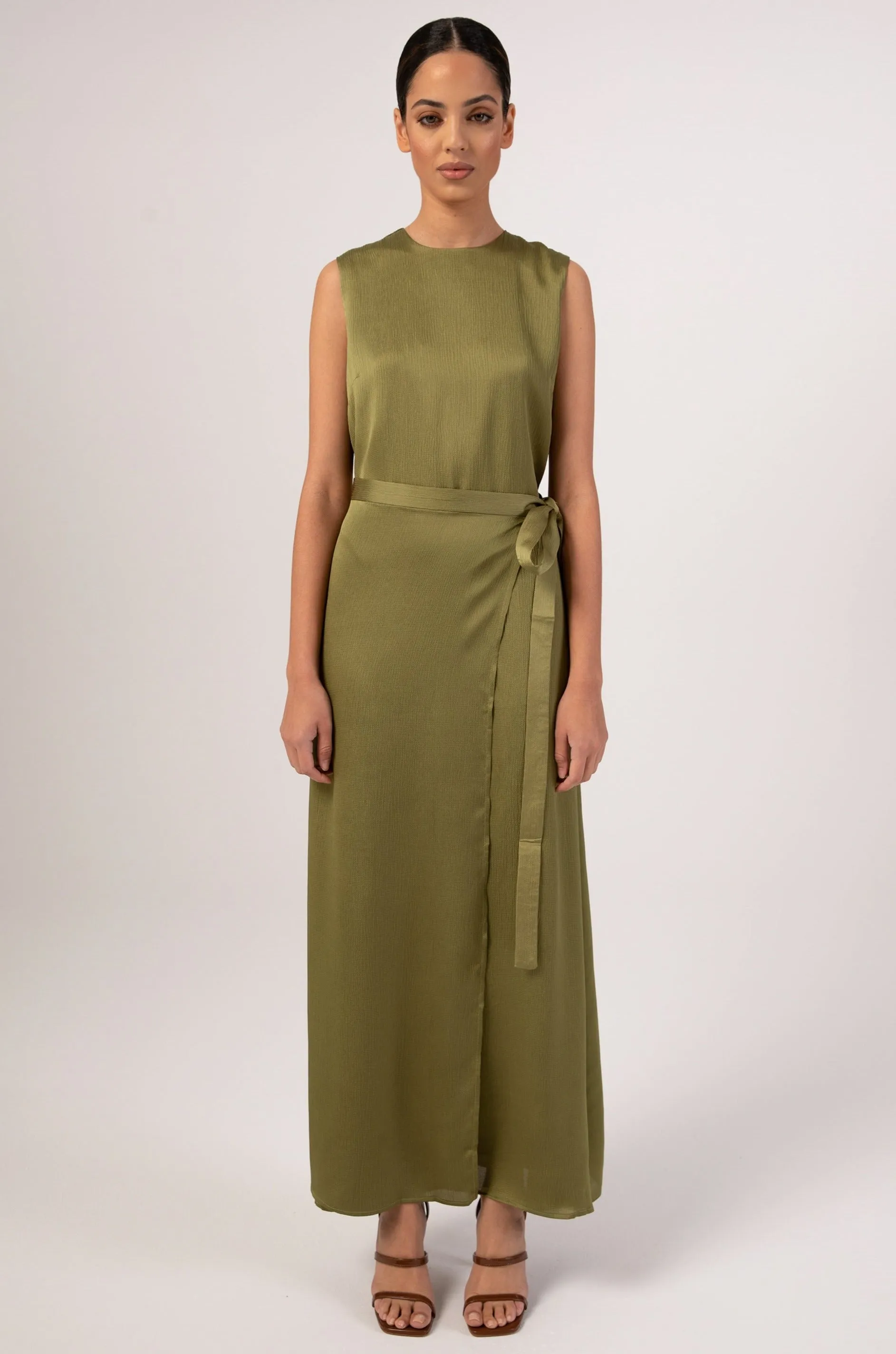 Salma Sleeveless Maxi Dress & Skirt Set - Avocado