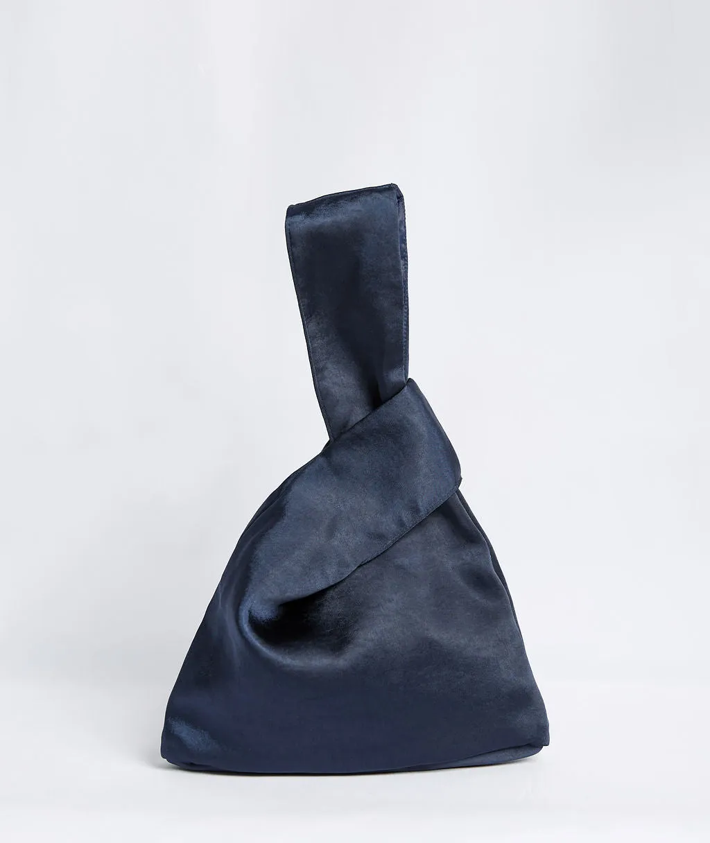 Satin Pouch Bag - Navy