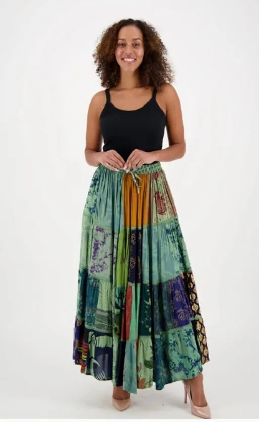 Selenite Harmony Patchwork Maxi Skirt