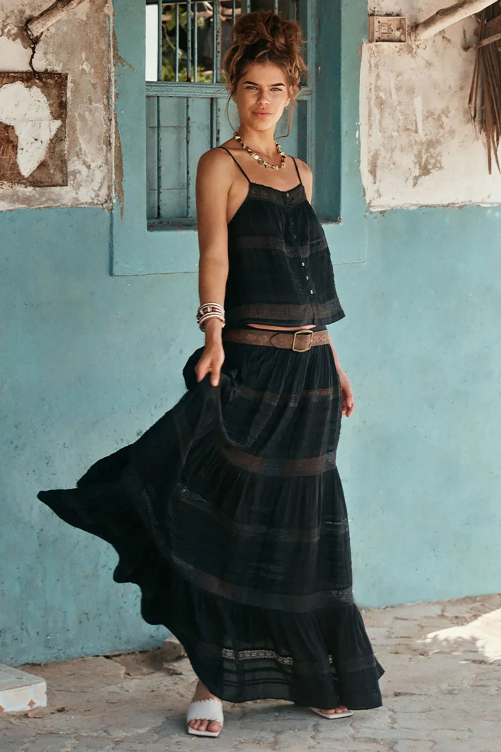 SPELL Teodora Maxi Skirt in Black