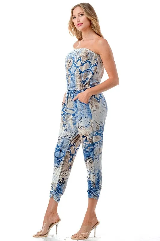 Strapless Jogger Leg Jumpsuit